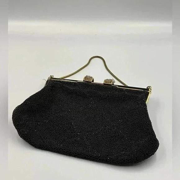 Vintage Walborg  Black Beaded Purse/Clutch with Jeweled Clasp - Picture 3 of 6